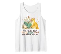I Only Care About My Cat Coffee Books and 3 People Reading Camiseta sin Mangas