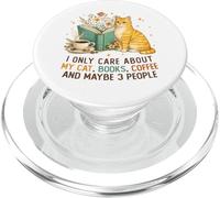 I Only Care About My Cat Coffee Books and 3 People Reading PopSockets PopGrip para MagSafe