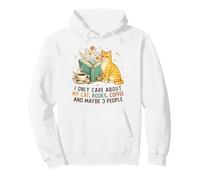 I Only Care About My Cat Coffee Books and 3 People Reading Sudadera con Capucha