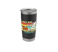 I Only Run Half Marathons Retro Trail Runners Media Maratón Vaso térmico de acero inoxidable de doble pared