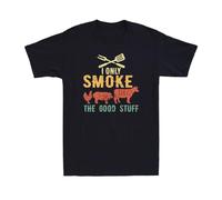 I Only Smoke The Good Stuff Funny Chicken Pig Cow BBQ Gift Vintage Men's T-Shirt Black 3XL