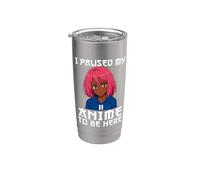 I Paused My Anime To Be Here Negro Anime Girl Manga Otaku Vaso térmico de acero inoxidable de doble pared