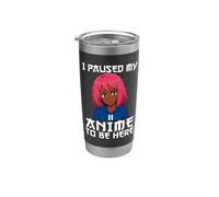 I Paused My Anime To Be Here Negro Anime Girl Manga Otaku Vaso térmico de acero inoxidable de doble pared