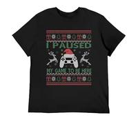 I Paused My Game To Be Here Ugly Christmas Sweater Gamer T-Shirt Black L