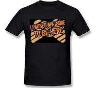 I Paused My Game to Be Here Video Summer Fashion Men's Basic Short Sleeve T Shirt Black S