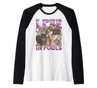 I Pee In Pools Funny Cat Meme Bootleg Gráfico Camiseta Manga Raglan