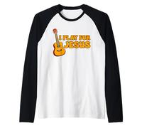 I Play For Jesus Church Músico Niños Guitarra Religiosa Camiseta Manga Raglan