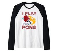 I Play Table Tennis Retro Sports Player Paddle Funny Camiseta Manga Raglan