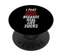 I Play Video Games Because Real Life Sucks Sarcastic Gamer PopSockets PopGrip Adhesivo