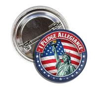 I Pledge Allegiance - Pin de botón, orgullo patriótico de Estados Unidos, diseño de estatua de la libertad, insignia redonda de 1.50 pulgadas