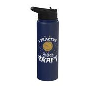 I Practice Stitch Craft - Yarn Knitting - Knitter's Gift Stainless Steel Insulated Water Bottle