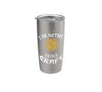 I Practice Stitch Craft - Yarn Knitting - Knitter's Gift Vaso térmico de acero inoxidable de doble pared