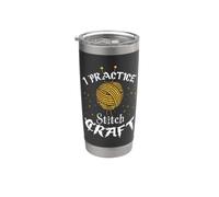 I Practice Stitch Craft - Yarn Knitting - Knitter's Gift Vaso térmico de acero inoxidable de doble pared