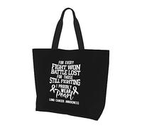 I Proudly Wear Pearl Lung Cancer Concientización Bolso de lona ligero para mujer Bolsa de compras reutilizable Negro