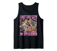 I Put The Sexy In Dyslexia Funny Cat Meme Bootleg Gráfico Camiseta sin Mangas