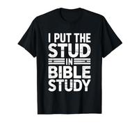 I Put The Stud In Bible Study Camiseta gráfica económica, Hombre, Negro, L
