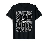 I Put The Stud In Bible Study Camiseta gráfica económica, Hombre, Negro, L