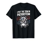 I Put The Tism in Patriotism Bandera de Estados Unidos Feral Raccoon Autismo Camiseta
