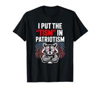 I Put The Tism in Patriotism Bandera de Estados Unidos Mapache Feral Autismo Camiseta