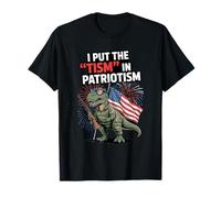I Put The Tism in Patriotism Bandera de Estados Unidos T-Rex Dinosaurio Autismo Camiseta