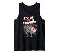 I Put The Tism in Patriotism Bandera de Estados Unidos T-Rex Dinosaurio Autismo Camiseta sin Mangas
