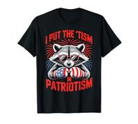 I Put The Tism In Patriotism Boxing Raccoon Camiseta