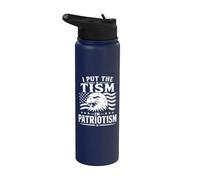 I Put The Tism in Patriotism Flag 4th of July Retro Eagle Stainless Steel Insulated Water Bottle