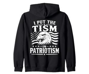 I Put The Tism in Patriotism Flag 4th of July Retro Eagle Sudadera con Capucha