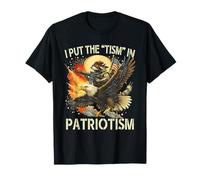 I Put The Tism in Patriotism Retro Eagle Raccoon Bandera de Estados Unidos Camiseta