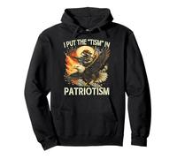 I Put The Tism in Patriotism Retro Eagle Raccoon Bandera de Estados Unidos Sudadera con Capucha