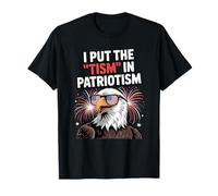 I Put The Tism in Patriotismo Bandera de Estados Unidos Águila Autismo Conciencia Camiseta