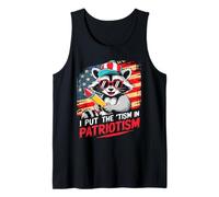 I Put The Tism In Patriotismo Fuegos Artificiales Mapache Bandera de Estados Unidos Camiseta sin Mangas