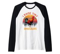 I Raise Tiny Dinosaurs Vintage Retro Funny Chicken Lover Camiseta Manga Raglan