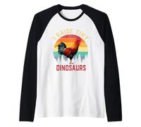 I Raise Tiny Dinosaurs Vintage Retro Funny Chicken Lover Camiseta Manga Raglan