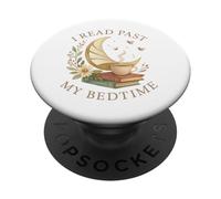I Read Past My Bedtime Cozy Moon Book Lover PopSockets PopGrip Adhesivo