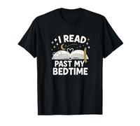 I Read Past My Bedtime Open Book Moon Stars Graphic Camiseta