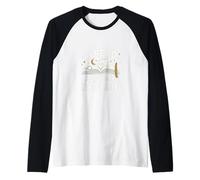 I Read Past My Bedtime Open Book Moon Stars Graphic Camiseta Manga Raglan