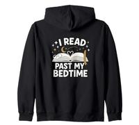 I Read Past My Bedtime Open Book Moon Stars Graphic Sudadera con Capucha