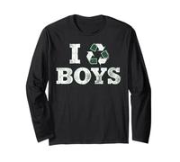 I Recycle Boys Funny Distressed Humor Design Manga Larga