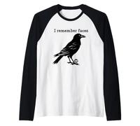 I Remember Faces Funny Crow Camiseta Manga Raglan