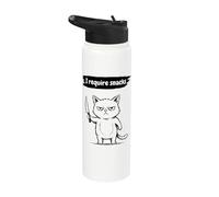 I Require Snacks Funny Cat Meme Grumpy Kitty Stainless Steel Insulated Water Bottle
