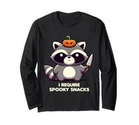 I Require Spooky Snacks Mapache Enojado Halloween Manga Larga