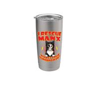 I Rescue Manx Cat What's Your Superpower Funny Cats Lover Vaso térmico de acero inoxidable de doble pared