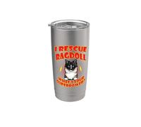 I Rescue Ragdoll Cat What's Your Superpower Funny Cats Lover Vaso térmico de acero inoxidable de doble pared