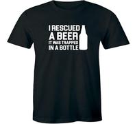 I Rescued A Beer It Was Trapped in A Bottle Men's T Shirt Funny Alcohol tee Top Sweatshirt Black M