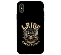 I Ride So I Don't Choke People - Alas de Motociclista, diseño de Calavera Carcasa para iPhone X/XS