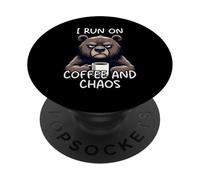 I Run On Coffee and Chaos PopSockets PopGrip Adhesivo
