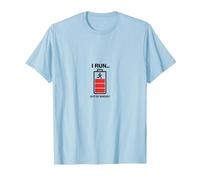 I Run out of Energy Funny Runner Batería Camiseta, Hombre, Azul Bebé, XL