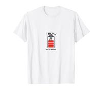 I Run out of Energy Funny Runner Batería Camiseta, Hombre, Blanco, L