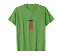 I Run out of Energy Funny Runner Batería Camiseta, Hombre, Hierba, XL